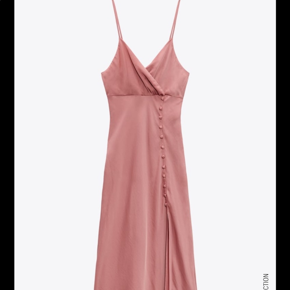 Zara Dusty Rose Slip Midi Dress - Picture 6 of 9